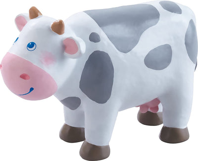 HABA Little Friends Cow - 4" Chunky Plastic Farm Animal Toy Figure