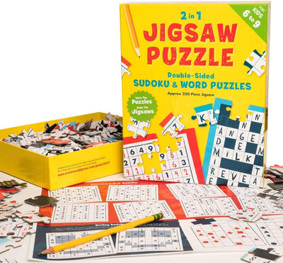 2 in 1 Jigsaw Puzzle for Juniors - Kids Board Game for STEM Learning Brain Teaser Geometry Educational Gift - 250 Piece Puzzle