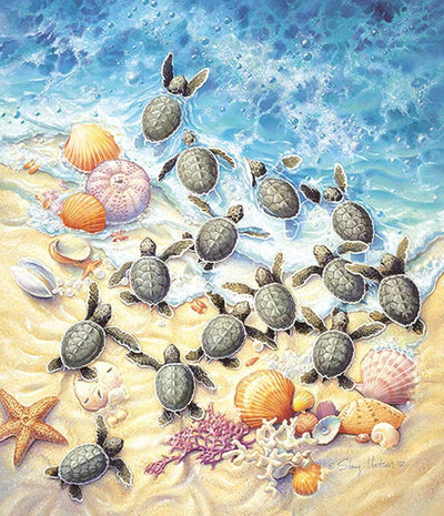SunsOut 550 Piece Green Turtle Hatchlings Puzzle