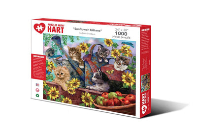 Puzzles with Hart "Sunflower Kittens" by Bob Girodano 1000 Pieces