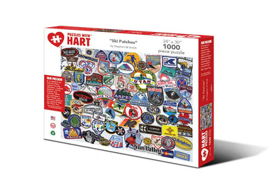 Puzzles with Hart  "Ski patches "" by Stephen Smith 1000 Pieces   - copy