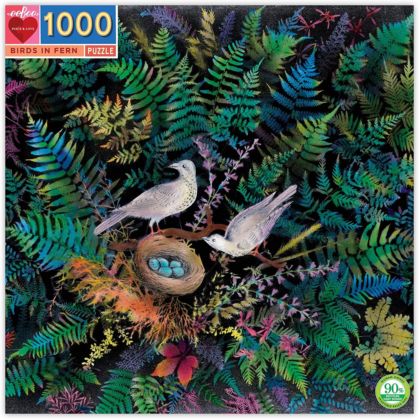 eeBoo Birds in Fern 1000 Piece Puzzle