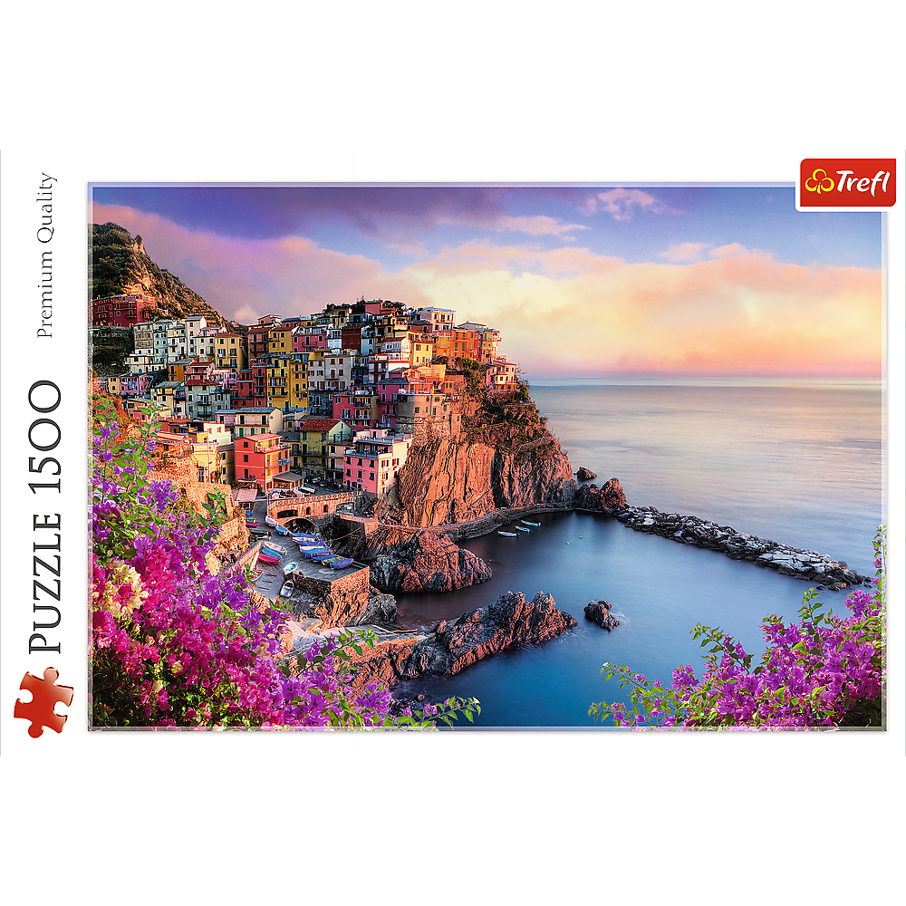 CASTORLAND by Bridge Toys - 1500 Piece Jigsaw Puzzles, View of Manarola, Ocean Paradise, Italy, Coastal City,  Adult Puzzles, Trefl 26137