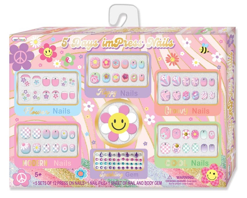 Hot Focus, Inc. - 5-Days Impress Nails, Groovy Flower