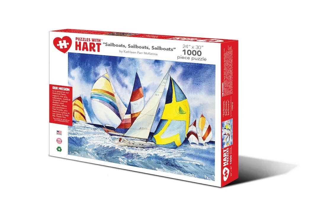 Hart Puzzles - Sailboats Puzzle by Kathleen Parr McKenna - Adult