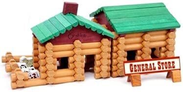 Timbers 170 Piece Wooden Log Cabin Building Kit with 3 Wood Animals