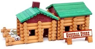 Timbers 170 Piece Wooden Log Cabin Building Kit with 3 Wood Animals