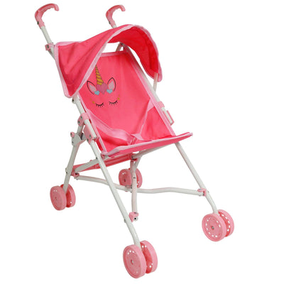New York Doll Collection Unicorn My First Umbrella Doll Stroller with Canopy