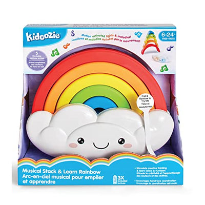 Kidoozie Musical Stack & Learn Rainbow, Stacking Activity Toy for Infants and Toddlers 6-24M with Motion Activated Lights and Sounds