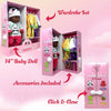 The New York Doll Collection - 14 Inch Baby Doll Play Set Wardrobe Closet: Light Skin Tone