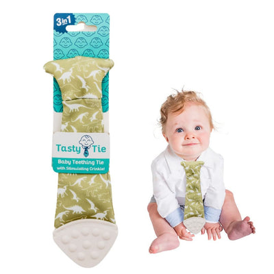 Tasty Tie® - Tasty Tie Teether, Crinkle Toy, Baby Boy Gift (Dino)