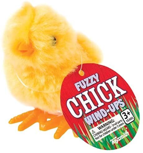Toysmith - Farm Fresh White Fuzzy Chick Wind Ups, Spring, Easter