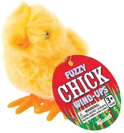 Toysmith - Farm Fresh White Fuzzy Chick Wind Ups, Spring, Easter