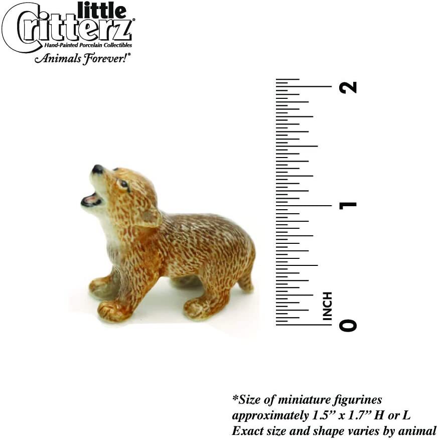 Little Critterz Coyote Pup "Howler" - Decorative Figurine Miniature Porcelain Figurine