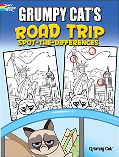 Dover Coloring Book Grumpy Cat Road Trip Spot the Differences