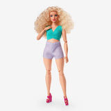 Barbie Signature Looks Barbie Looks Doll with Curly Blonde Hair Dressed in Ruched Crop Top & Satiny Lavender Shorts, Posable Made to Move Body