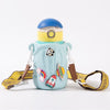 Coco Cap Fun Thermal Vacuum Insulated Water Bottle with Sleeve - Stainless Steel Durable Design - Easy Open Button & Carrying Lanyard Blue