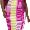 Barbie Fashionistas Doll #189 with Curvy Body, Crimson Braids, Sleeveless Love Dress & Hoop Earring Accessory