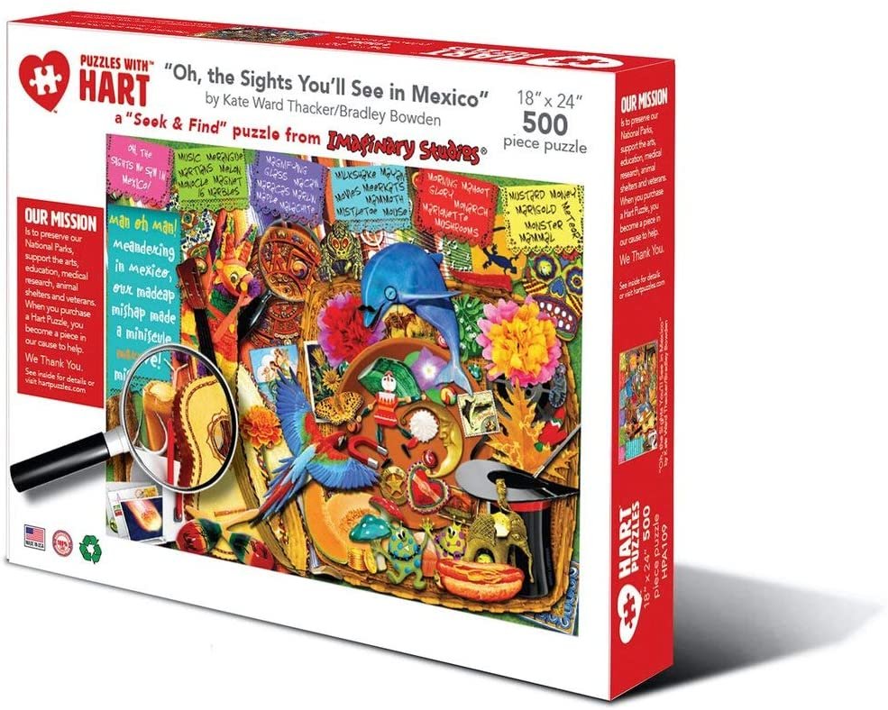 Puzzles with Hart  "Oh, the Sights You'll See in Mexico" by Kate Ward Thacker/Bradley Bowen 500 Pieces