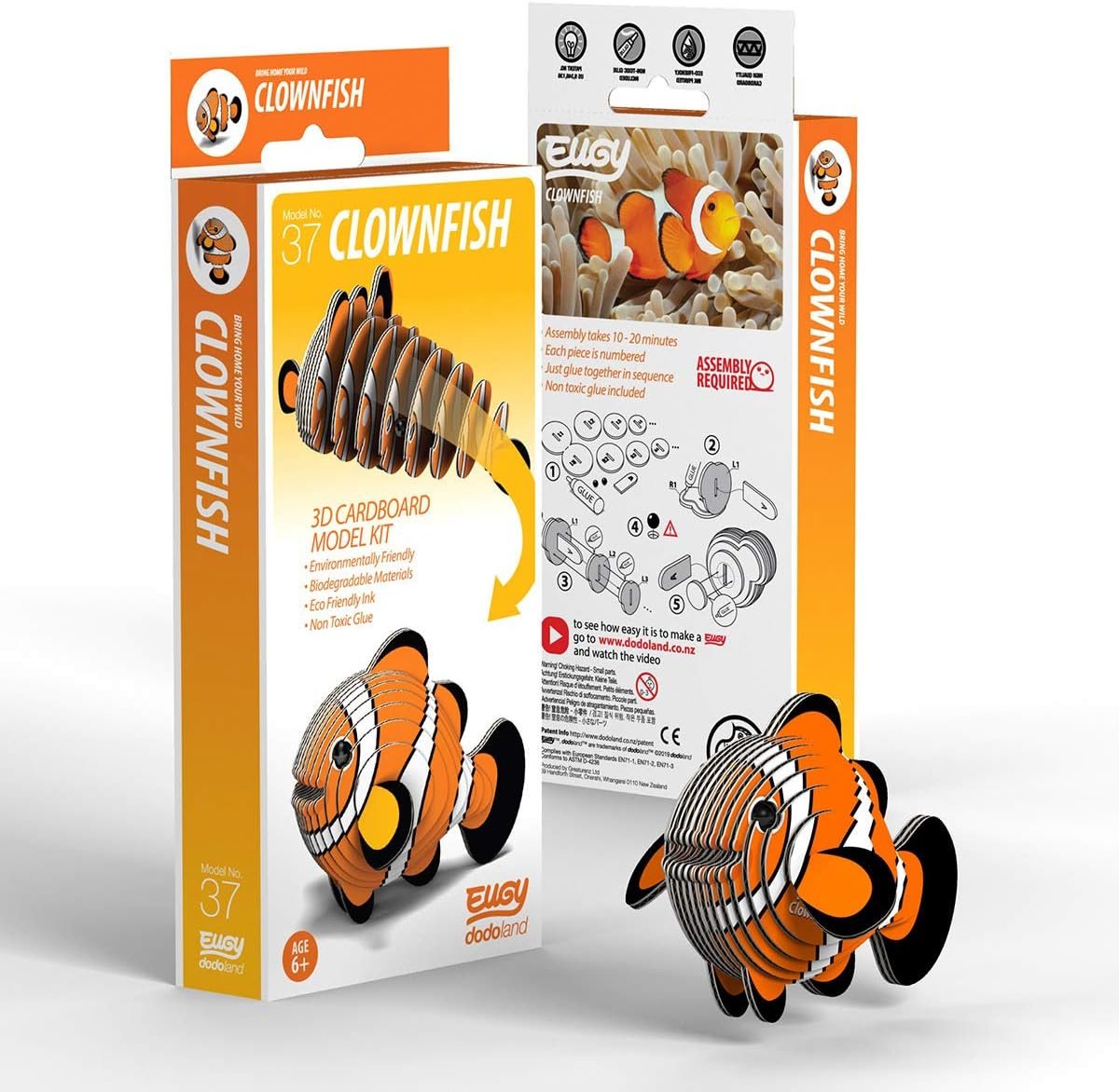 Eugy 3D Cardboard Model Kit Clownfish