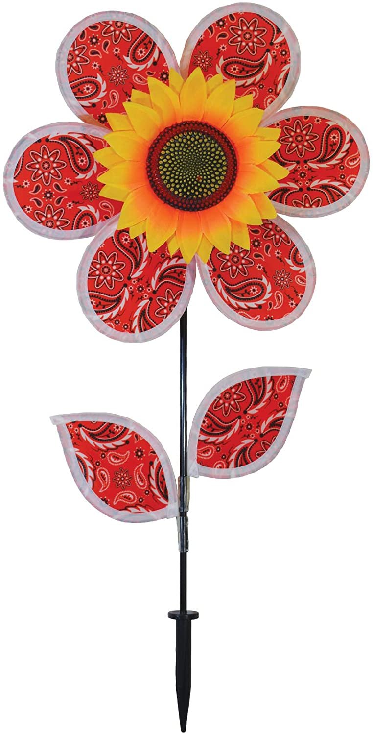 In the Breeze Sunflower Wind Spinner 12" - Red