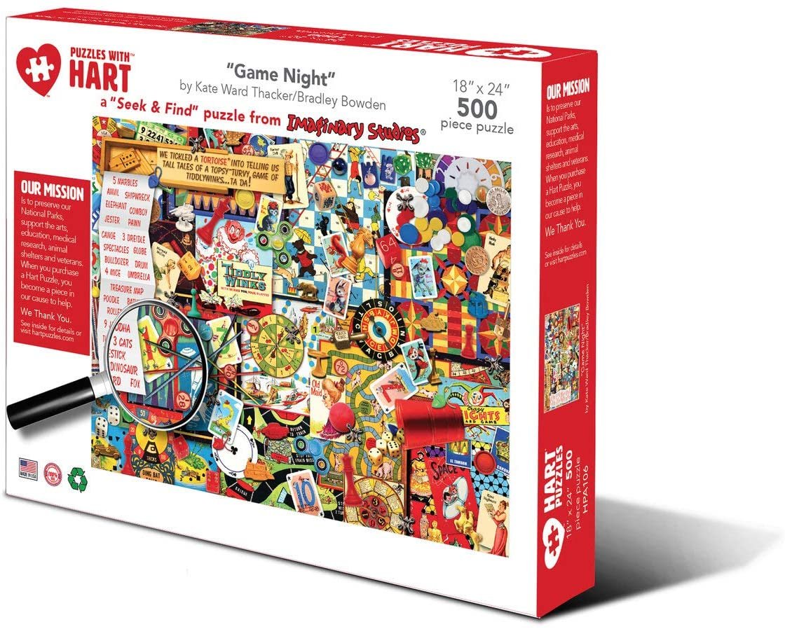 Puzzles with Hart  "Game Night" by Kate Ward Thacker/Bradley Bowen 500 Pieces