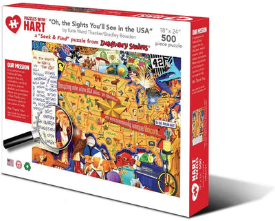 Puzzles with Hart  "Oh, the Sights You'll See in the USA" by Kate Ward Thacker/Bradley Bowen 500 Pieces