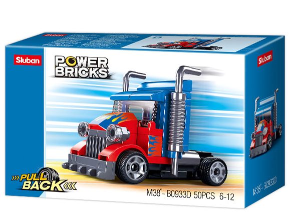 Texas Toy Distribution - PowerBricks Pull-Back Building Brick Big Rig