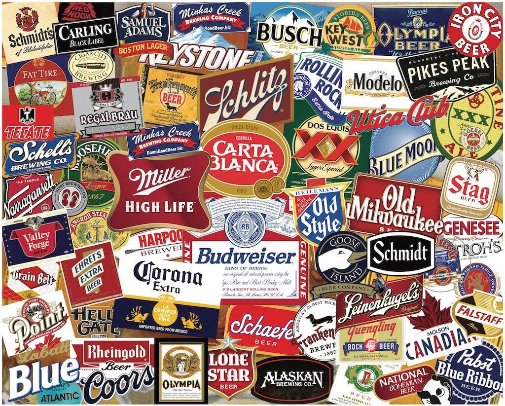 Puzzles with Hart  "American Beer Labels "" by Stephen Smith 1000 Pieces