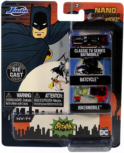 Jada Nano Hollywide Rides DC Comics Batman: The Classic TV Series 1.65" Nano 3-Pack Die-cast Cars