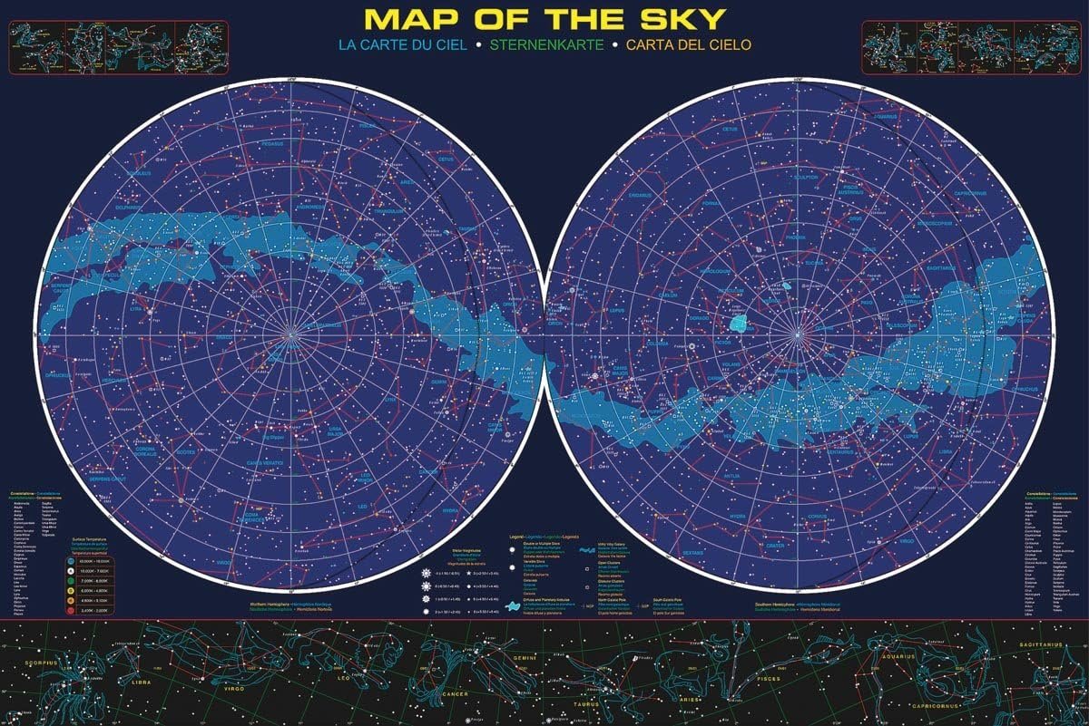 Eurograpics Poster Map of the Sky 24"x36"