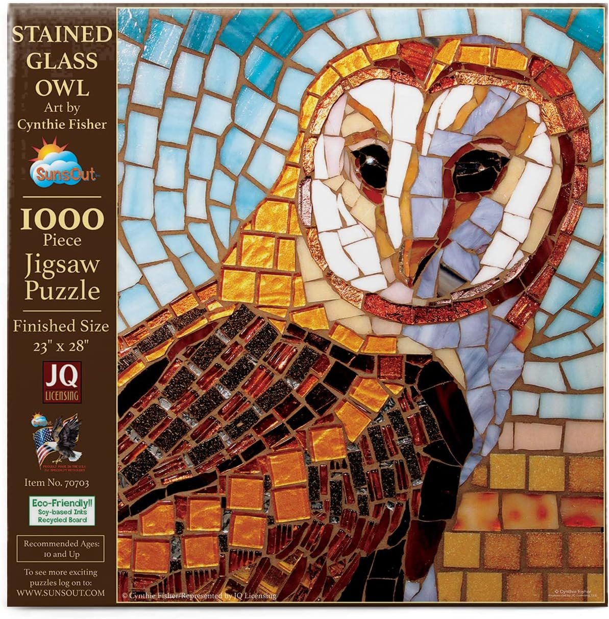 Sunsout 1000 pc Stained Glass Barn Owl Puzzle