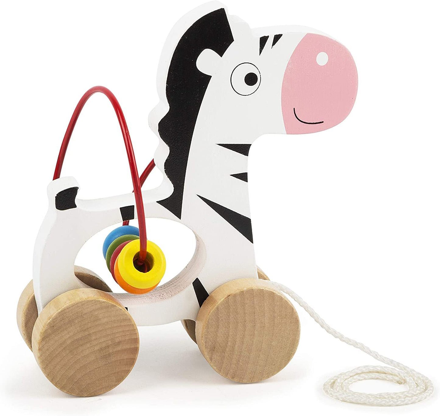 small foot wooden toys Motor Skills Toy Playset Collection with Pull-Along Zebra, Stacking Tower & Shape Sorting