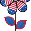 In the Breeze 2788 — Patriotic Flower Spinner with Leaves, 12-Inch — Colorful Stars and Stripes Wind Spinner for Yards and Gardens