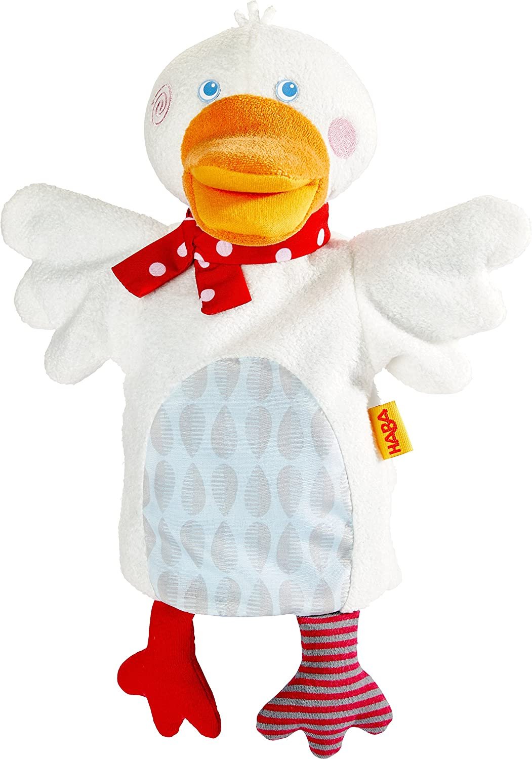 HABA Gallivanting Goose Glove Puppet with Squeaker and Rustling Foil