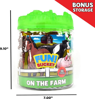 Fun! Farm Animals Bucket Playset 56 pc