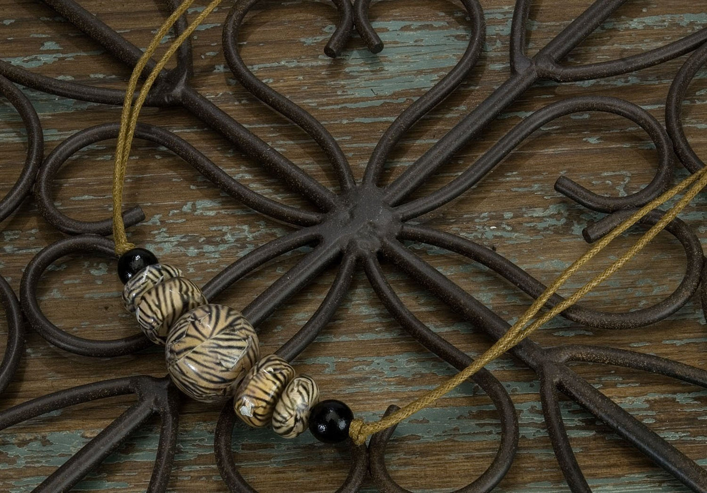 Creations Wood Tiger Cord Necklace