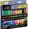 Studio Sensations Glitter and Glow Paint Tubes Set 20 piece