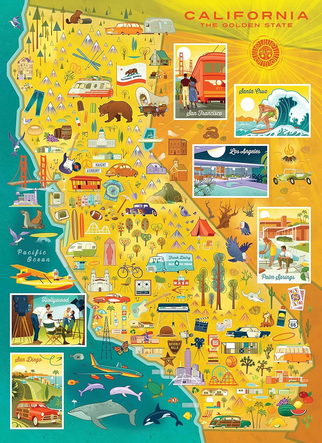 Blue Lobster California Map100 Pc Puzzle