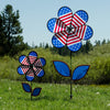 In the Breeze 2788 — Patriotic Flower Spinner with Leaves, 12-Inch — Colorful Stars and Stripes Wind Spinner for Yards and Gardens