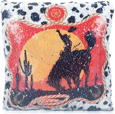 Western Cowboy / Sunset Sequin Pillow