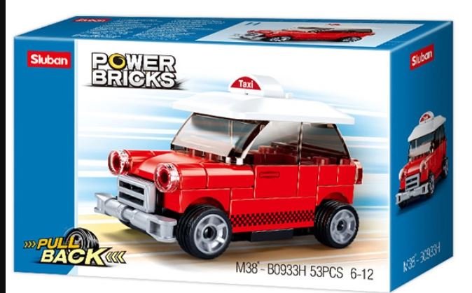 Texas Toy Distribution - PowerBricks Pull-Back Building Brick  Taxi