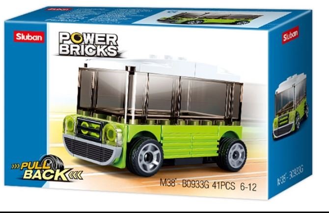 Texas Toy Distribution - PowerBricks Pull-Back Building Brick  Bus