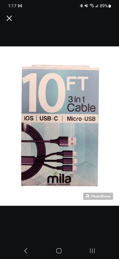 10Ft 3 in 1 Cable