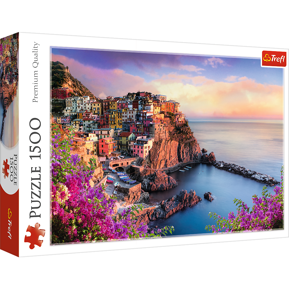 CASTORLAND by Bridge Toys - 1500 Piece Jigsaw Puzzles, View of Manarola, Ocean Paradise, Italy, Coastal City,  Adult Puzzles, Trefl 26137