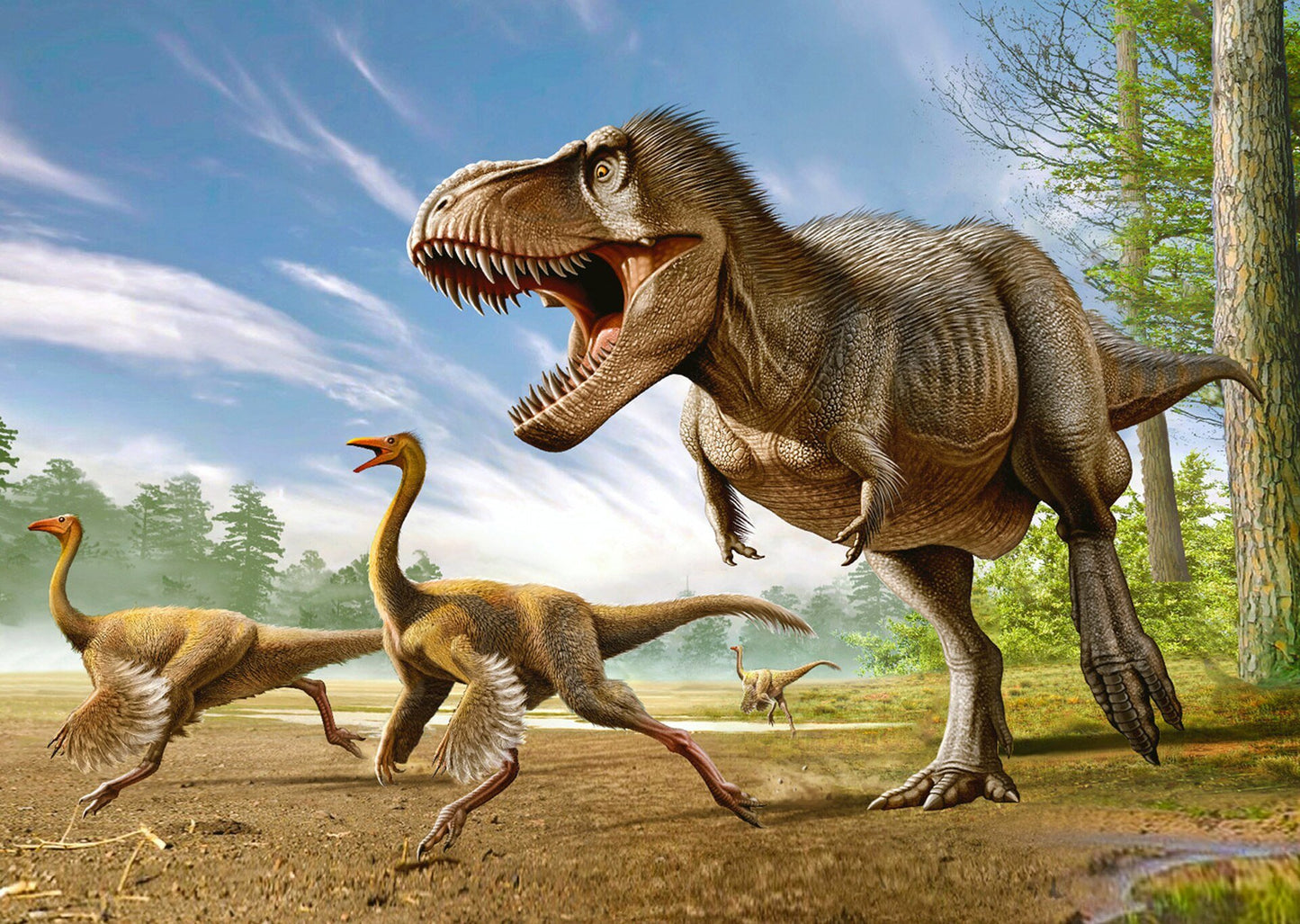 Authentic Cards T-rex Hunting Struthiomimus