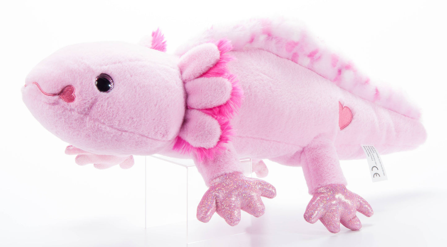 The Petting Zoo - Pink Sparkle Valentine's Axolotl Plush – 20-Inch Gift for Ki