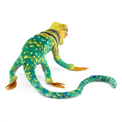 Folkmanis Mini Collared Lizard Finger Puppet, Green, Brown, Yellow, Black