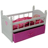 New York Doll Collection Wooden Doll Crib with Storage Drawer