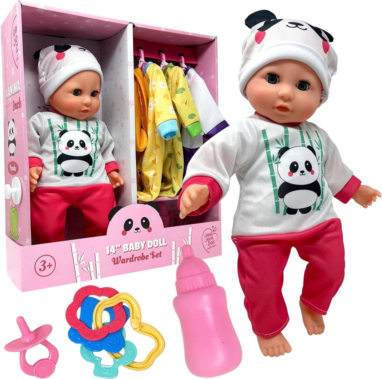 The New York Doll Collection - 14 Inch Baby Doll Play Set Wardrobe Closet: Light Skin Tone